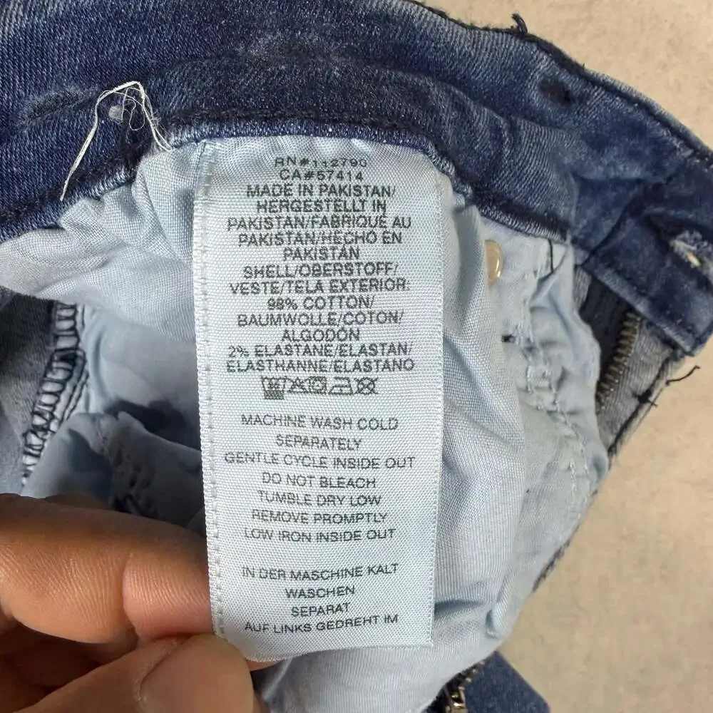 True Religion Jeans Mens 34 (Fits 34x33) Blue Rocco Skinny Moto Biker Denim